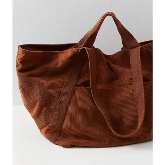 Free People Mega Cord Tote in Mahogany NWOT - Picture 1 of 8